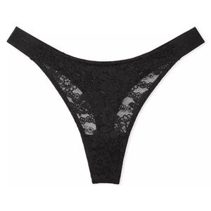 Victorias Secret Sexy PINK Wink Thong String HOT! Black Logo M XXL NWT